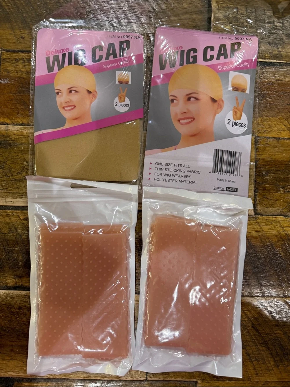NEW Lot of Deluxe Beige Wig Caps & Non-slip silicone bands Securing product